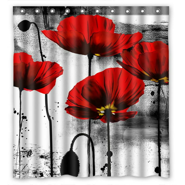 A pair of unlined Poppy design Curtain 100% Cotton